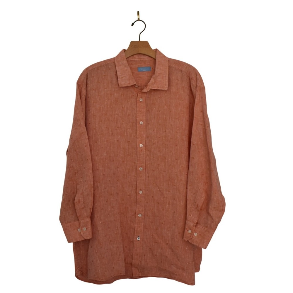 Toscano Aqua Men's Linen Long Sleeve Button Down Shirt XXL‎